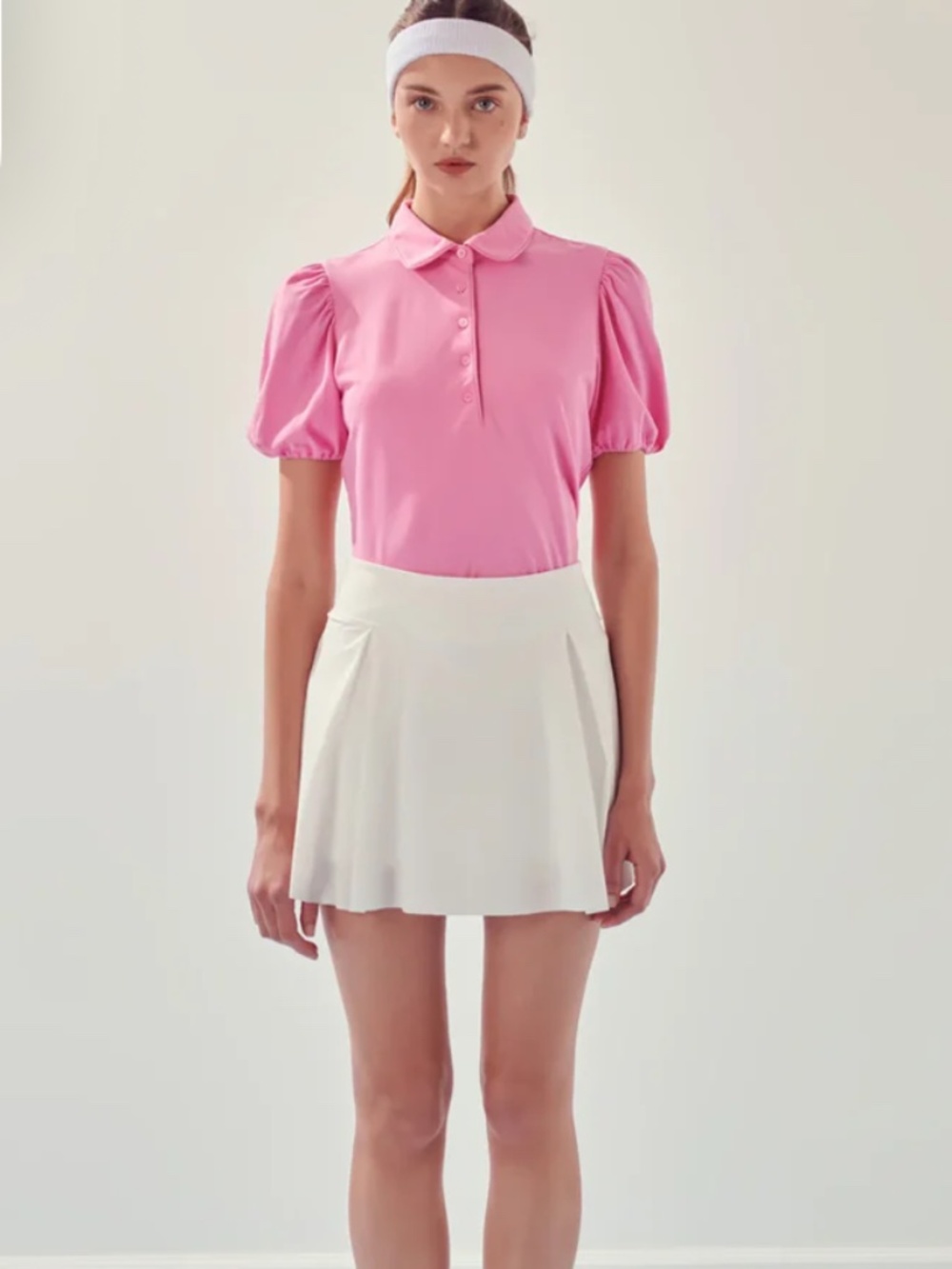 English Factory Puff Sleeve Jersey Top Sz S
